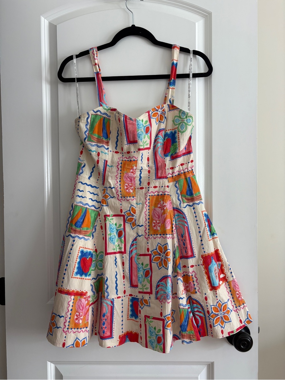 Avec Les Filles Cream Multicolor Patchwork Sundress